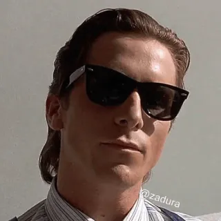 🪓 39fbacff Patrick Bateman American Psycho @zadura 패트릭 베이트먼, 아메리칸 사이코, 선글라스, 여피, 남자, 80년대, 영화 telegram sticker