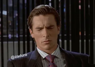 🪓 628d0945 Patrick Bateman American Psycho @zadura 패트릭 베이트먼, 아메리칸 사이코, 사업가, 정장, 표정, 영화, 캐릭터 telegram sticker