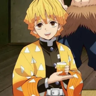 😃 056b8c70 Zenitsu Agatsuma Demon Slayer Anime, Demon Slayer, Zenitsu, Agatsuma, Personnage, Manga, Boisson telegram sticker