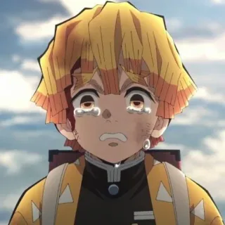 🥺 60ccd17e Zenitsu Agatsuma Demon Slayer anime, triste, pleurs, demon slayer, zenitsu, personnage telegram sticker