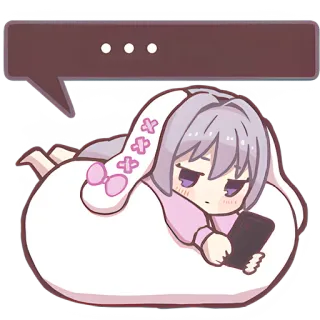 😶 30cdd2ec ... anime, sticker, cute, cartoon, girl, texting, sleeping, kawaii telegram sticker