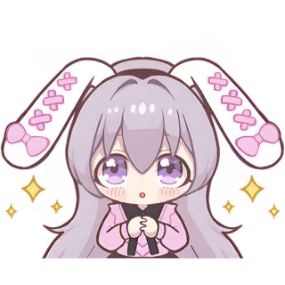 😢 bb2e6f10 chibi, anime, cute, bunny ears, sparkles, kawaii, cartoon telegram sticker