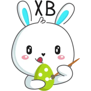 🤠 1191c859 kelinci, bunny, paskah, telur, lukisan, imut telegram sticker