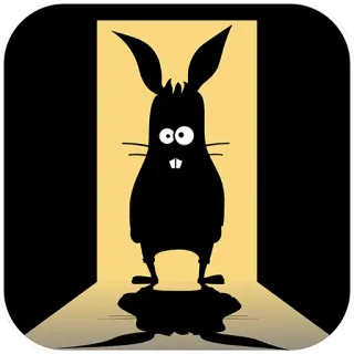 👻 d147a3dc kelinci, siluet, pintu, hewan, kartun, imut whatsapp sticker