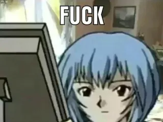 😕 3d409a14 Rei Ayanami Neon Genesis Evangelion FUCK anime, character, expression, profanity, meme whatsapp sticker
