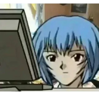 😶 745741f8 Rei Ayanami Neon Genesis Evangelion anime, rei ayanami, neon genesis evangelion, cartoon, character whatsapp sticker