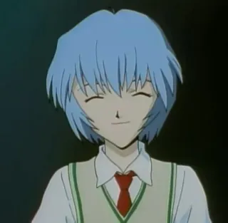 🙂 8dc5b253 Rei Ayanami Neon Genesis Evangelion anime, character, blue hair, school uniform, Rei Ayanami, Evangelion whatsapp sticker