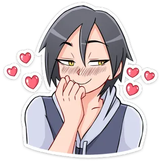 😍 be4db579 anime, hearts, cute, blushing, cartoon, love telegram sticker