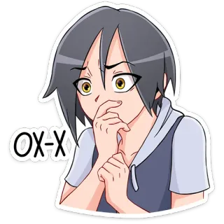 😰 e8fd398a OX-X anime, manga, cartoon, character, emotion, sad, worried telegram sticker