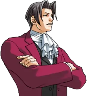 😠 4d6dfd72 Miles Edgeworth Ace Attorney ไมล์ส เอดจ์เวิร์ธ, Ace Attorney, ตัวละคร, อนิเมะ, วิดีโอเกม telegram sticker