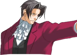 👉 627b360a Miles Edgeworth Ace Attorney Ace Attorney, วิดีโอเกม, ตัวละคร, มิสึรุกิ เรย์จิ, ชี้ telegram sticker