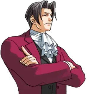 😠 68985cb0 Miles Edgeworth Ace Attorney มิสึรุงิ เรย์จิ, Ace Attorney, ตัวละครวิดีโอเกม, ทนายความ telegram sticker