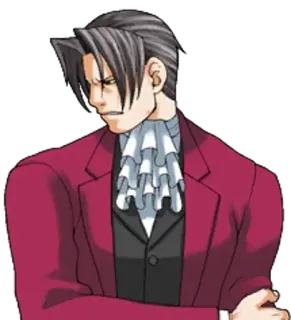 😣 75fbf17f Miles Edgeworth Ace Attorney ไมล์ส เอดจ์เวิร์ธ, Ace Attorney, ทนาย, อัยการ, วิดีโอเกม, ตัวละคร telegram sticker