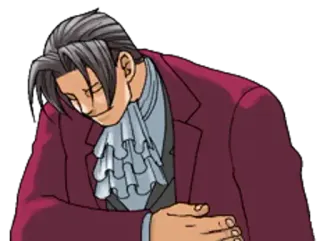 🙂 bf5c94a9 Miles Edgeworth Ace Attorney วิดีโอเกม, อนิเมะ, ธนู, ท่าทาง, Ace Attorney, Miles Edgeworth telegram sticker
