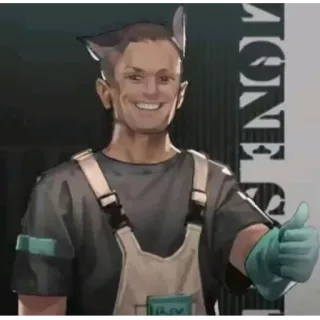 😅 01b2e89e hombre, sonrisa, orejas de gato, guantes, pulgares arriba telegram sticker