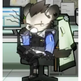 🥱 7efb6e2c animal, personaje, sentado, oficina, uniforme telegram sticker