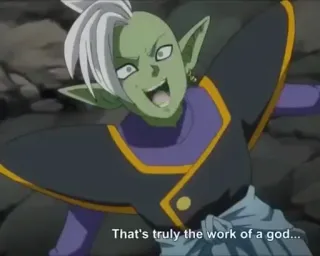 😃 4752f617 Zamasu Dragon Ball Super That's truly the work of a god... Anime, Dragon Ball Super, Zamasu, Méchant, Dieu whatsapp sticker