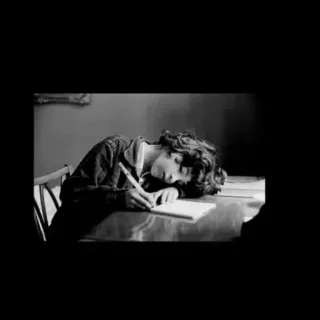 ✨ c4fde87c 글쓰기, 피곤, 학생, 지루함, 흑백, 회색조, 공부 telegram sticker