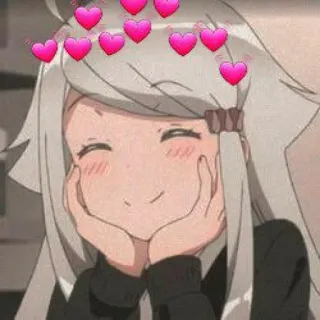 💓 15e329fe anime, fofo, corações, garota, sorrindo, feliz whatsapp sticker