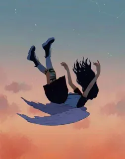 💔 36790d96 caindo, asas, céu, garota, sonho, surreal whatsapp sticker