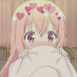 🍭 4b1499c1 anime, fofo, rosa, corações, menina, kawaii whatsapp sticker