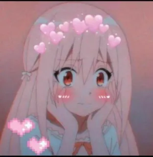 💓 ee49a688 garota anime, fofo, corações, rosa, kawaii, desenho animado whatsapp sticker