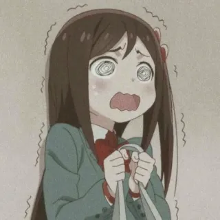 😨 6887b4ae Anime, Cartone animato, Scioccato, Spaventato, Scolara, Panico, Preoccupato, Espressione telegram sticker