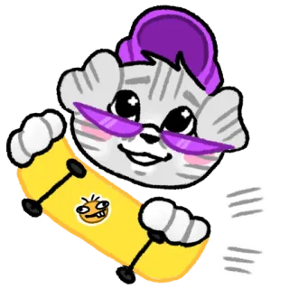 🛹 9757466a แมว, สเก็ตบอร์ด, แว่นกันแดด, น่ารัก, สัตว์, สติกเกอร์, ภาพประกอบ telegram sticker