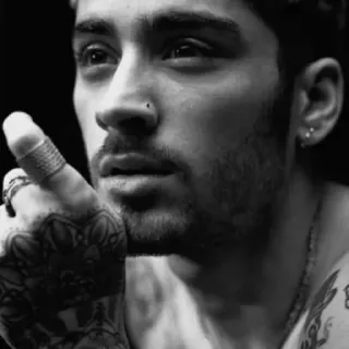 🖤 755ea257 Zayn Malik pria, penyanyi, hitam putih, potret, Zayn Malik telegram sticker