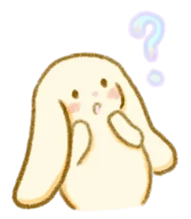 💭 7fdd68b4 coelho, coelho, ponto de interrogação, surpreso, fofo, desenho animado, animal telegram sticker