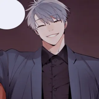 🍶 446eca00 hombre, anime, sonriendo, personaje, arte, ilustración telegram sticker