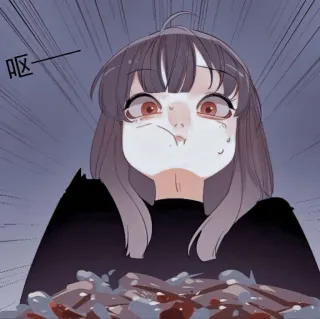 🍙 5c00a82b 呕 vómito, anime, dibujos animados, enfermo, potar telegram sticker