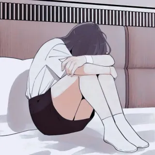 🍙 c96d4214 triste, chica, anime, emocional, sola, llorando telegram sticker