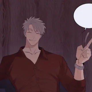 🍙 e28ddcd3 dibujos animados, anime, hombre, signo de la paz telegram sticker