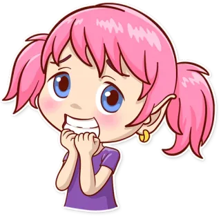 😨 61376acc cartoon, girl, pink hair, anime, illustration, cute whatsapp sticker