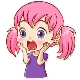 😳 b4e24651 cartoon, girl, anime, shocked, expression, cute whatsapp sticker
