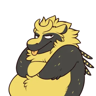 🙅‍♂️ 1759968f 獣人, 擬人化, 動物, キャラクター, 黄色, 黒 telegram sticker