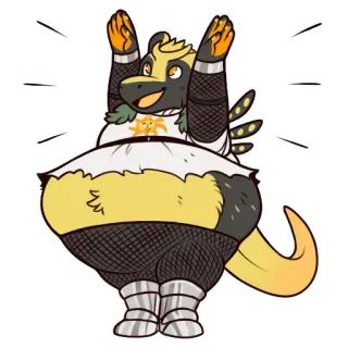 🌞 2df46cbe アンソロ, キャラクター, ケモノ, 恐竜, オレンジ, 黒, 黄色, 可愛い telegram sticker