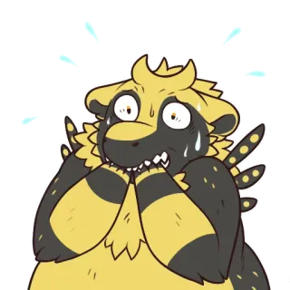 😱 5399d2b2 漫画, 動物, 緊張, 汗, 黄色, 黒 telegram sticker