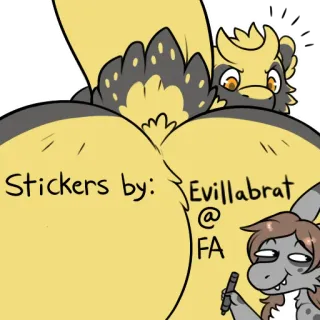 🍑 7d8ee100 Stickers by: Evillabrat
@
FA ステッカー, アニメ, 動物, 擬人化, ケモノ telegram sticker
