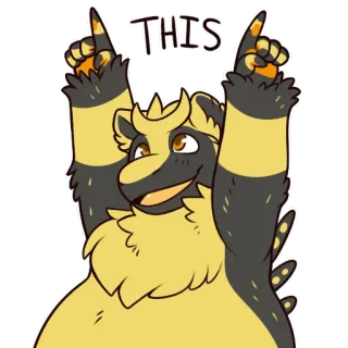 👆 967eda61 THIS 獣人, 動物, 指差し, 黄色, カートゥーン, これ telegram sticker