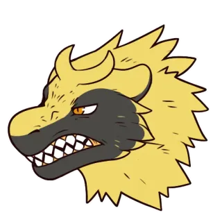 😡 e070ec62 ドラゴン, ケモノ, モンスター, クリーチャー, ファンタジー, 黄色, 黒 telegram sticker
