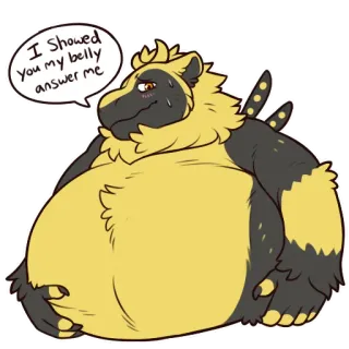 😥 e1203816 I Showed You my belly answer me 動物, 漫画, お腹, 黄色, 黒 telegram sticker