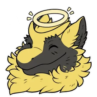 😇 f23108ee ステッカー, ケモノ, 天使, 動物, 光輪 telegram sticker