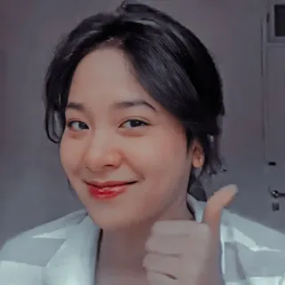 🦖 662f473b pouce levé, personne, sourire, heureux, positif, femme telegram sticker