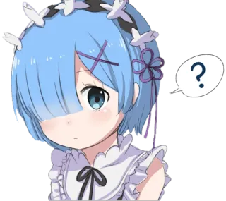 ❓ 26162a7e Rem ? อนิเมะ, เรม, เครื่องหมายคำถาม, น่ารัก, สติกเกอร์ telegram sticker