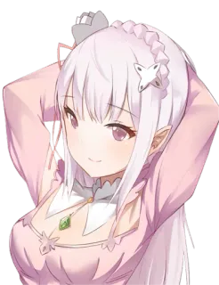 🙂 299254ae Emilia Re:Zero อนิเมะ, การ์ตูน, น่ารัก, ผู้หญิง, เอมิเลีย, Re:Zero, สีชมพู telegram sticker