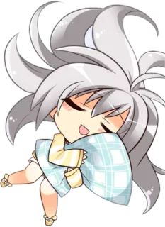 😴 4c8841b0 จิบิ, น่ารัก, นอนหลับ, หมอน, สไตล์อนิเมะ, คาวาอิ telegram sticker