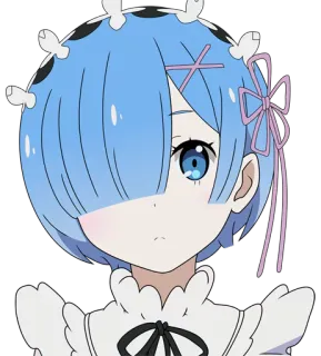 😒 544175f6 Rem Re:Zero อนิเมะ, เรม, รีซีโร่, เมด, ผมสีฟ้า, น่ารัก telegram sticker