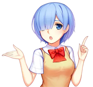 ☝ e1df9475 Rem อนิเมะ, ผู้หญิง, ตัวละคร, การ์ตูน, แรม telegram sticker